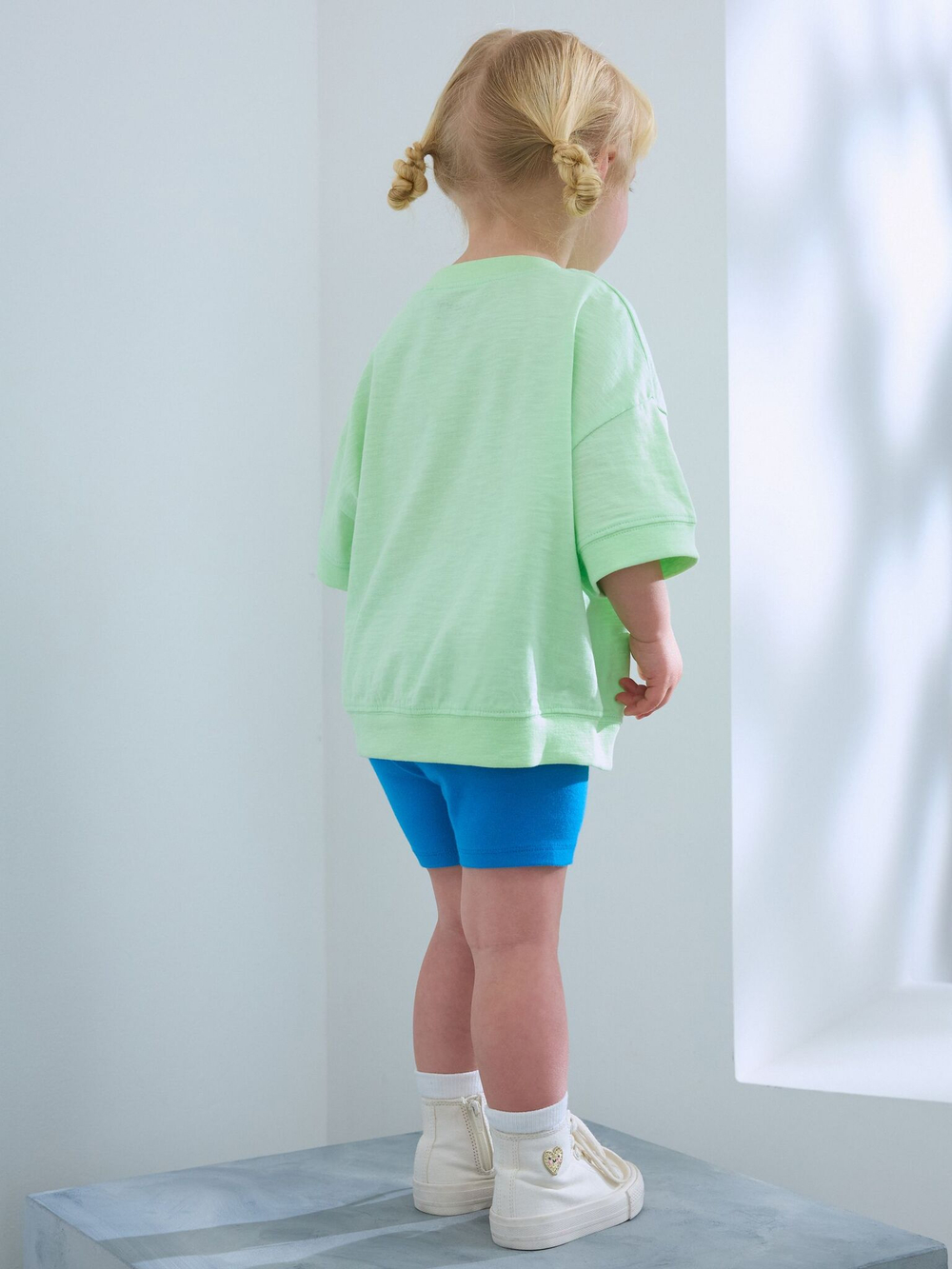 Футболка и шорты-велосипедки в комплекте для девочки Next AD5-478, Мятный, Синий