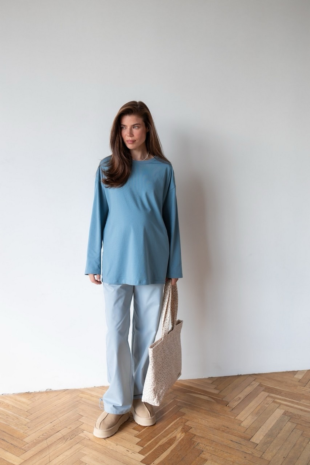 Лонгслив Basic, Пыльно-Голубой