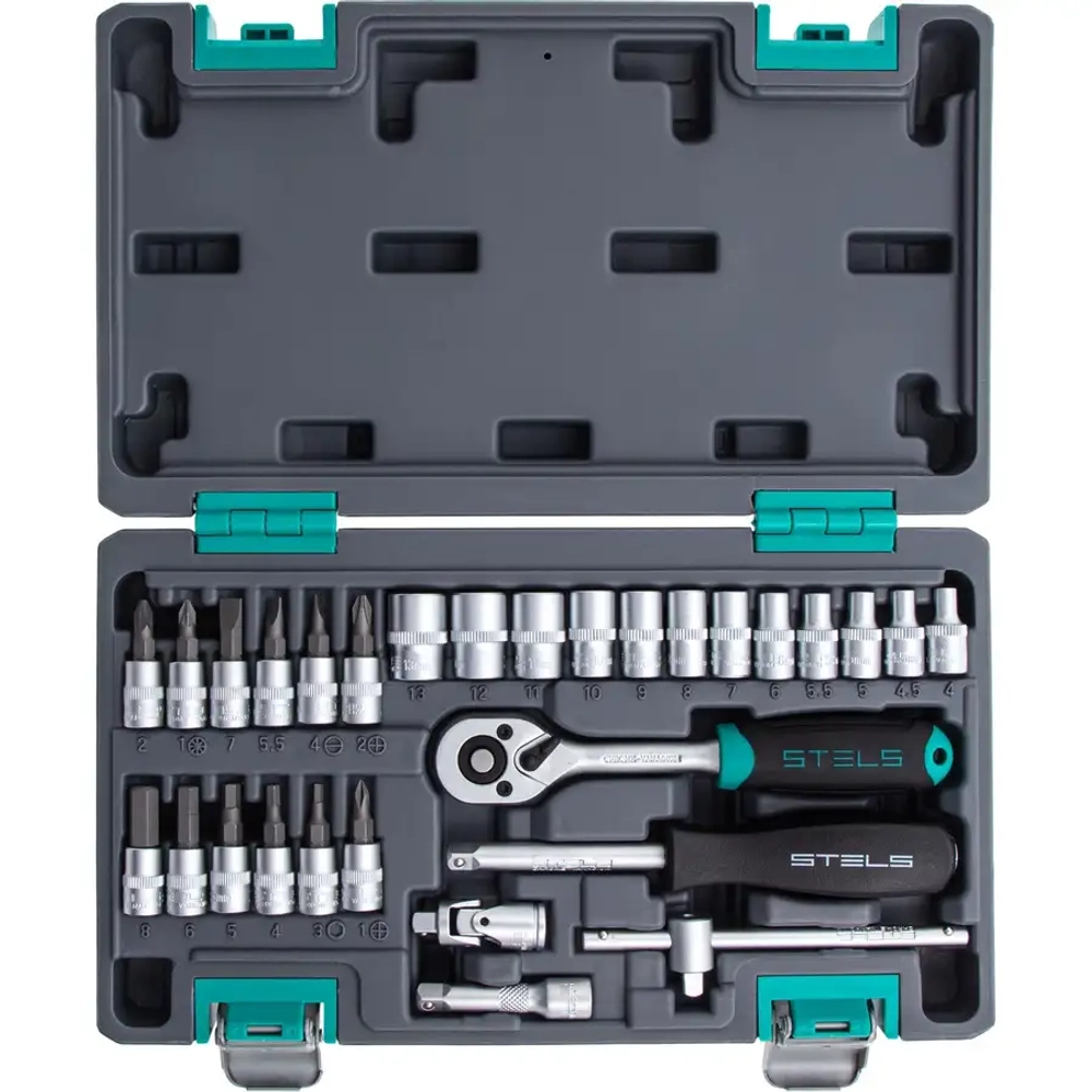 Набор инструментов, 1/4", CrV, 29 предм.// STELS 14100