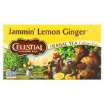 Celestial Seasonings, травяной чай, Jammin', лимон и имбирь, без кофеина, 20 чайных пакетиков, 45 г (1,6 унции)