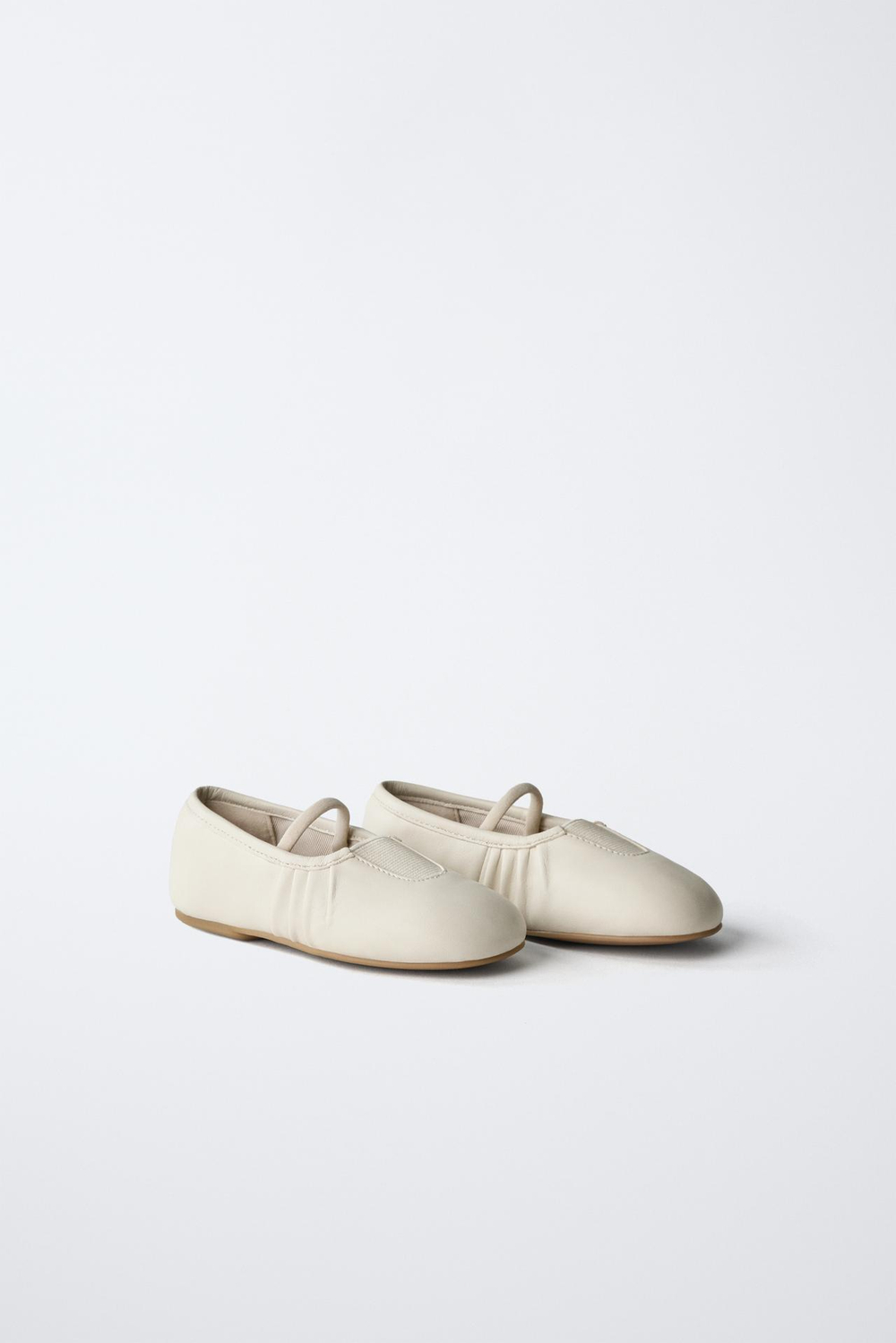 ZARA КОЖАНЫЕ БАЛЕТКИ, БЕЛЫЙ