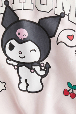 H&M Толстовка оверсайз с принтом, светло-розовый