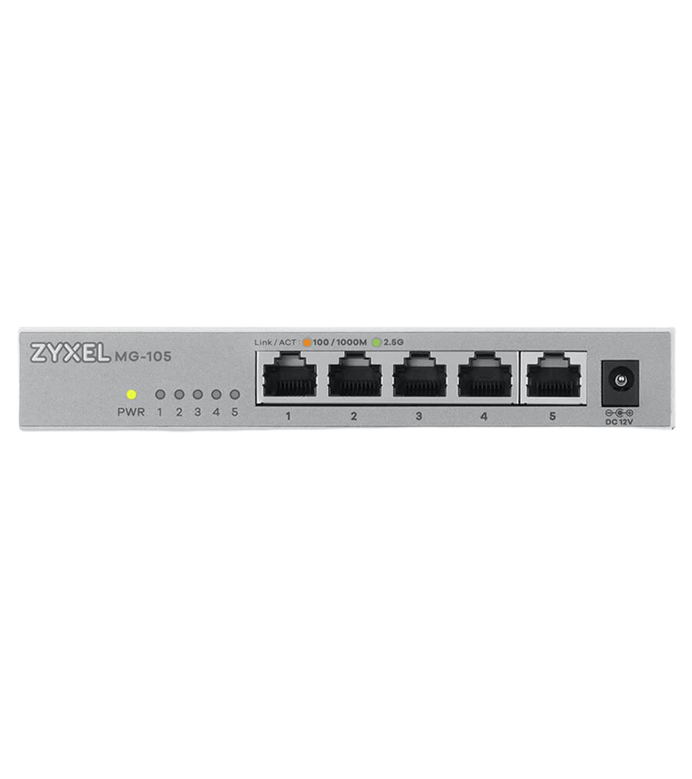 Коммутатор Мультигигабитный коммутатор Zyxel MG-105, 5x1/2,5GE, настольный, бесшумный