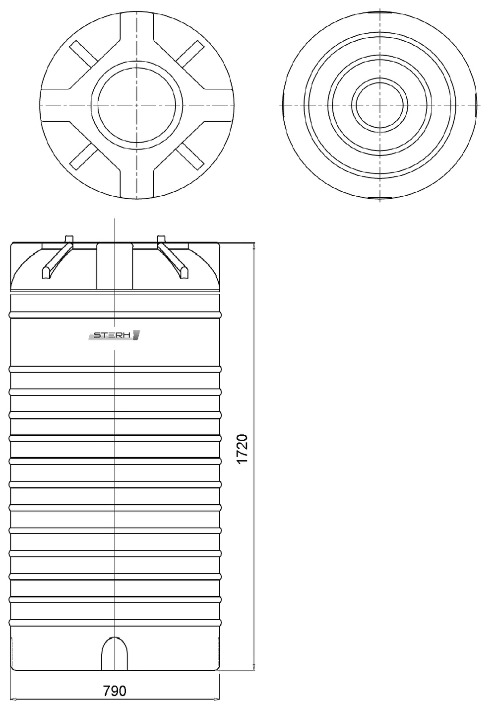 Ёмкость пластиковая пищевая STERH VERT 800 л. вертикальная (79x79x172см;синий) - арт.555077