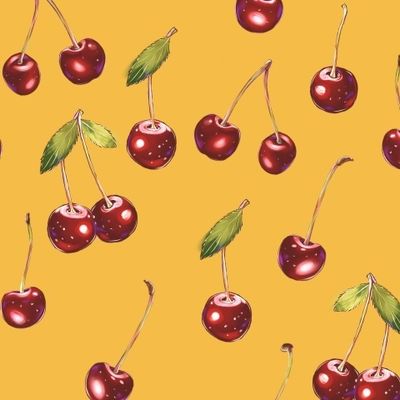 Вишни на желтом