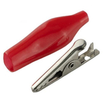 Зажим крокодил для проводов изолированный 27мм (Красный) - 10шт