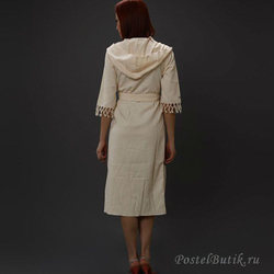 Элитный халат хлопковый Meyzer Tassels слоновая кость от Hamam