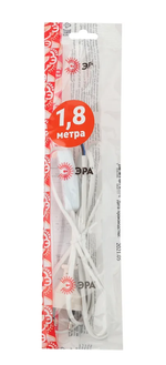 Шнур для бра с вилкой без З/К с выключателем ШВВП 2х0,5 1,8м белый ЭРА
