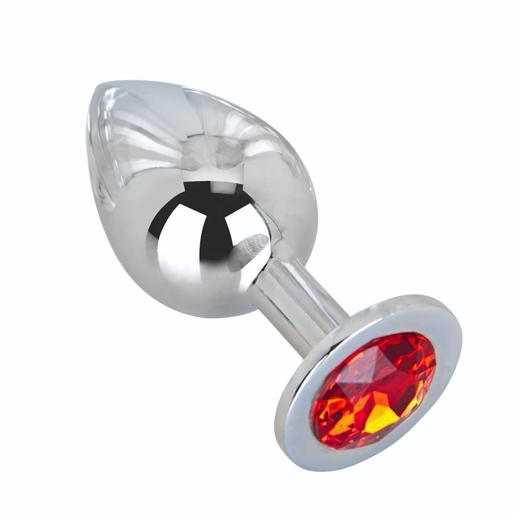 Большой плаг из стали с красным кристаллом Red Flame - 9,5 см. (Цвет: красный)