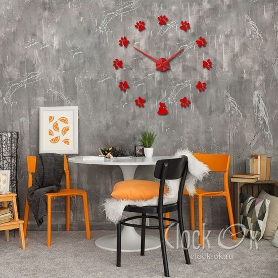 Настенные 3D часы Кошачьи лапки