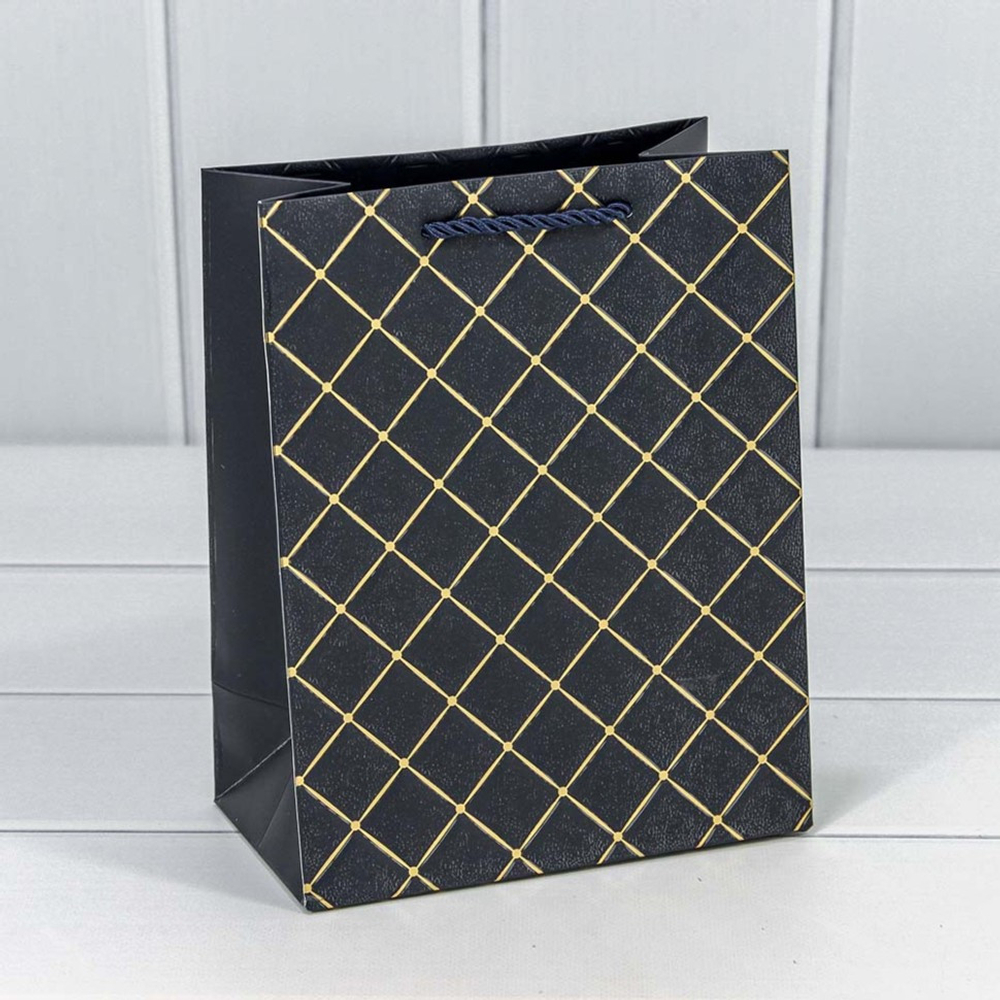 Пакет подарочный 18х23х10см Фигуры и узоры "Ромб" (Синий)