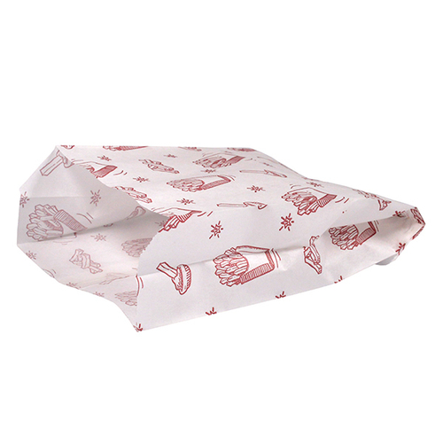 Пакет для картофеля фри бумажный белый, разм.175*110*50, с рисунком 100шт/упак, 3500шт/кор