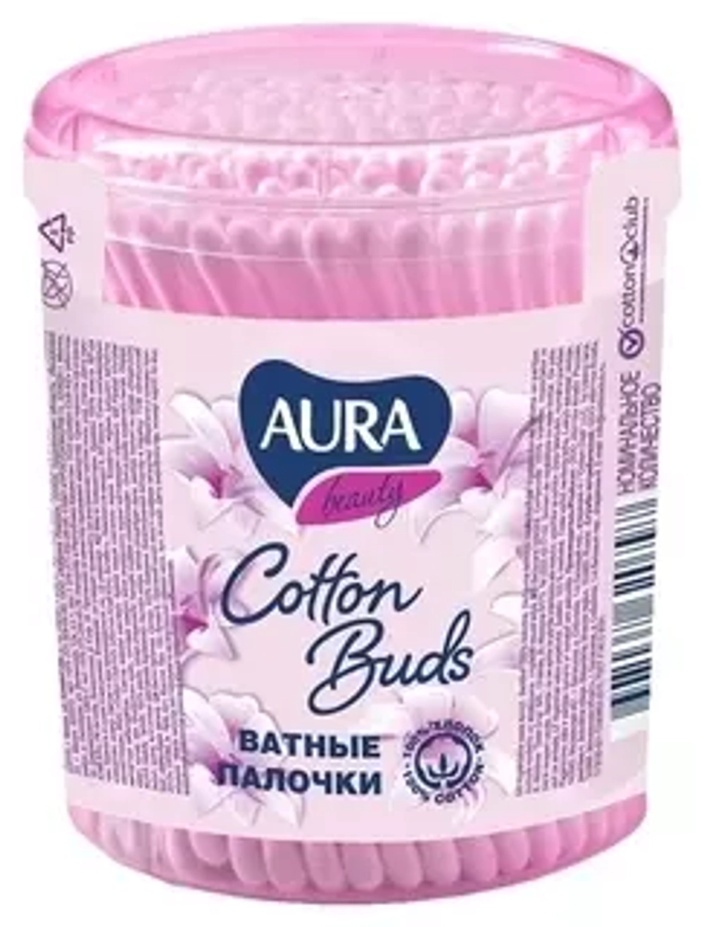 "AURA BEAUTY" Ватные палочки стакан 100шт