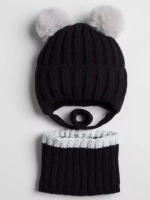 Шапка детская зимняя с помпонами и снуд