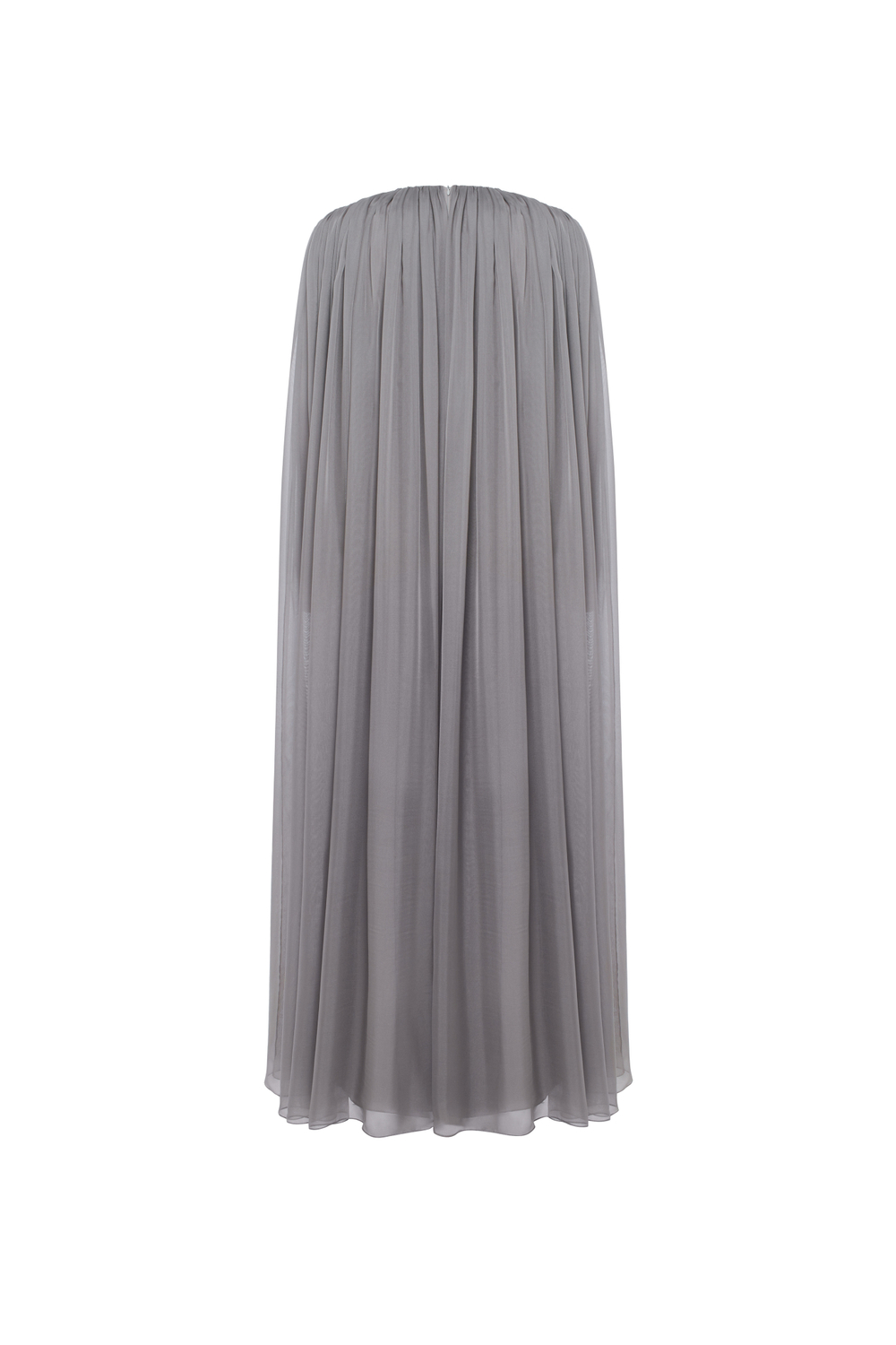 Платье макси из крепа с драпировкой и шлейфом из шифона