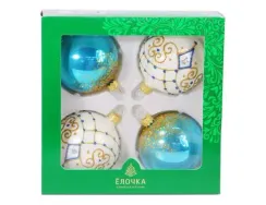 С1790/2 Набор стеклянных шаров Тайна 4 шт., 75 мм., голубой, Ёлочка