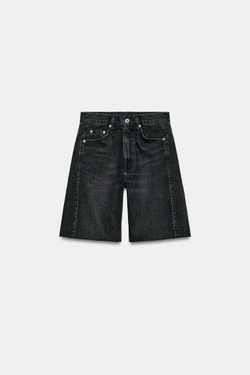 ZARA ДЖИНСОВЫЕ ШОРТЫ RELAXED СО СРЕДНЕЙ ПОСАДКОЙ — ZW COLLECTION, ЧЕРНЫЙ