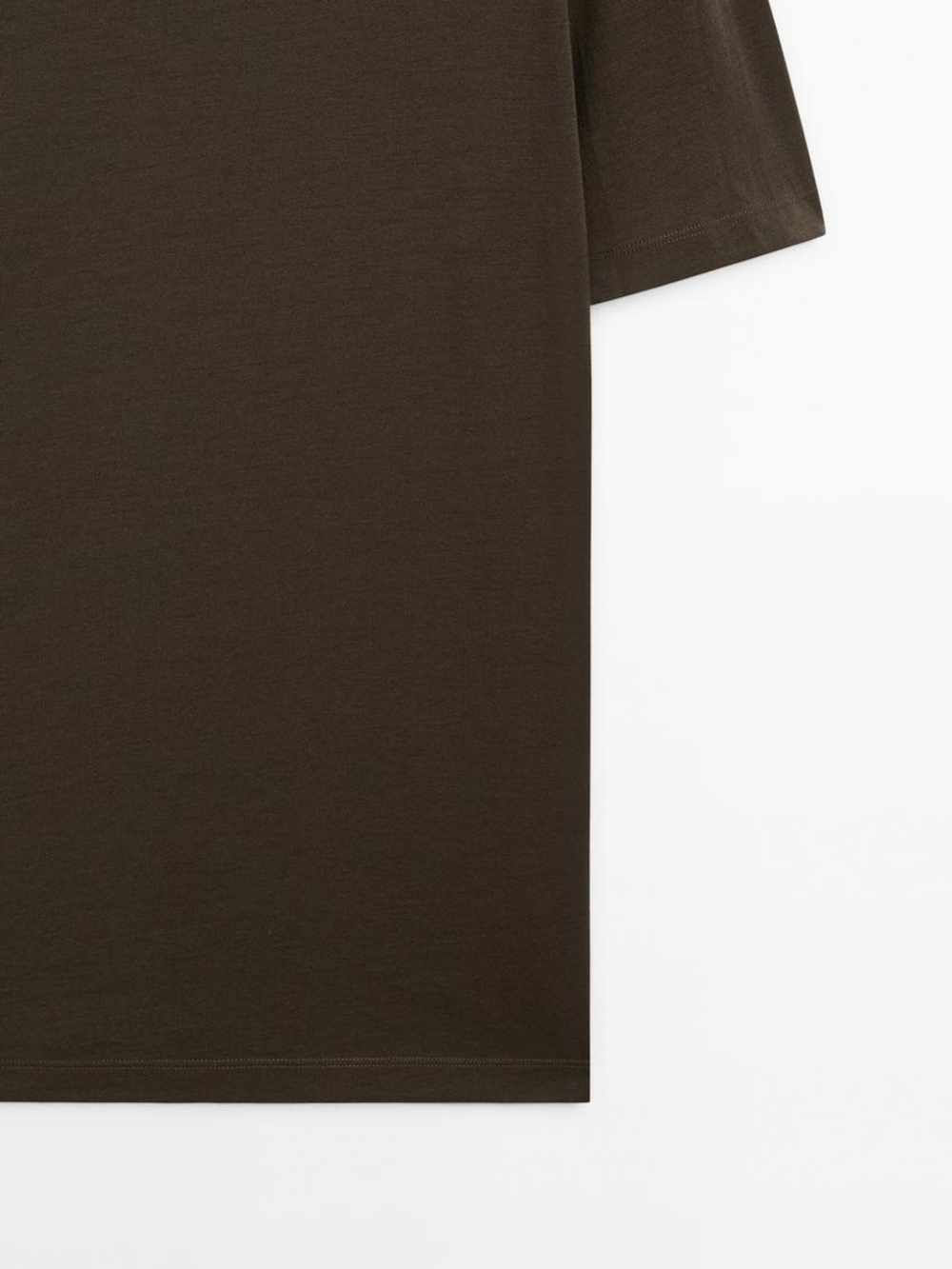 Massimo Dutti Футболка из смесовой шерсти, хаки