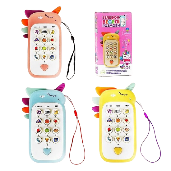 Интерактивный детский телефон - развивайка " Единорог" , в коробке
