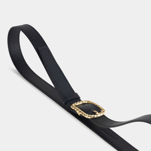 Женский ремень 25 мм из кожи теленка, черного цвета