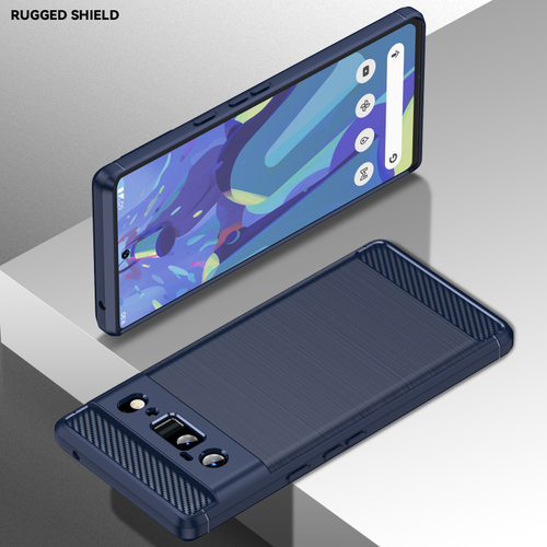 Мягкий чехол синего цвета в стиле карбон для Google Pixel 6 Pro, серии Carbon от Caseport