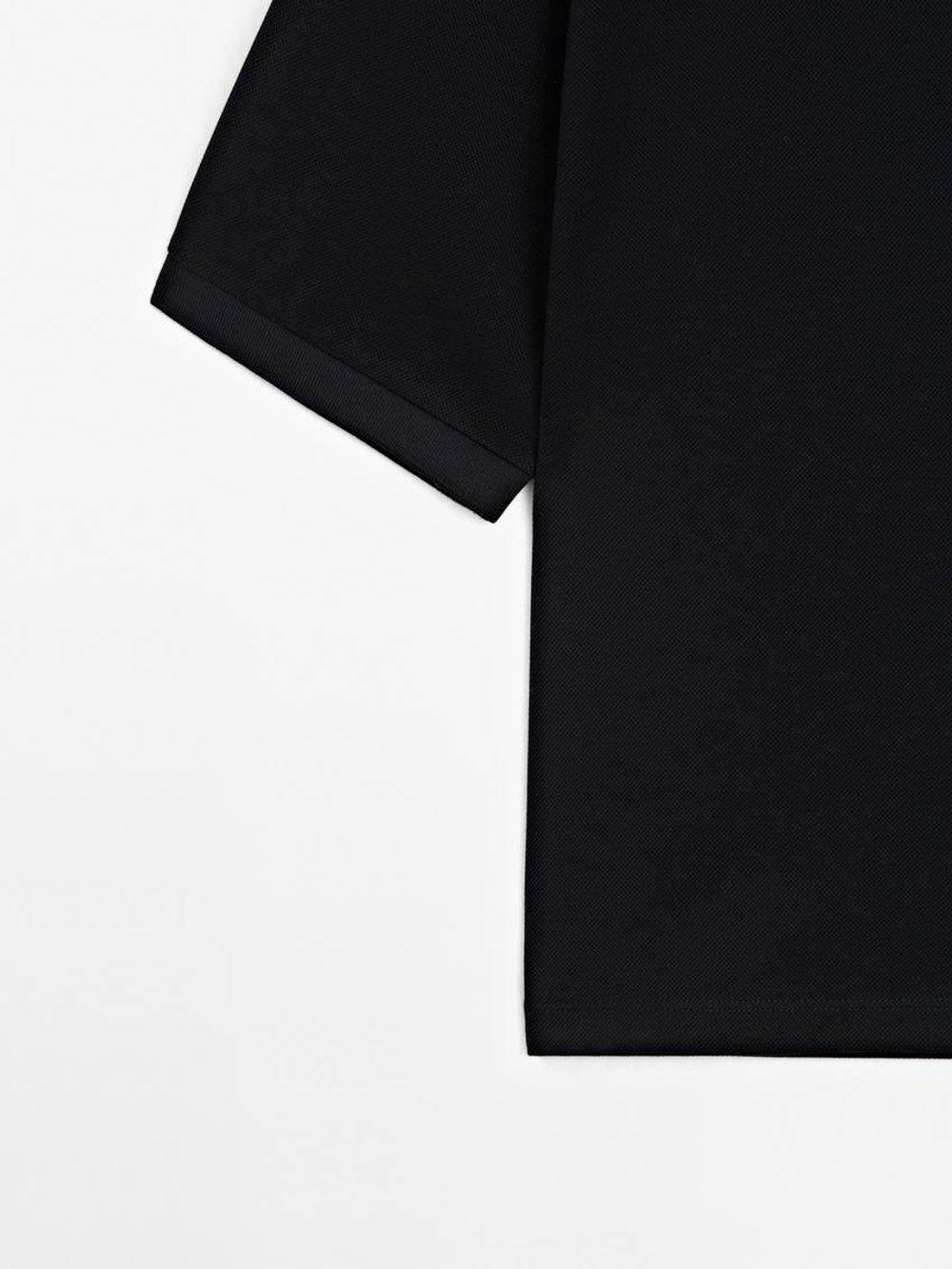 Massimo Dutti Свитер из мерсеризованного хлопка пике, темно-синий