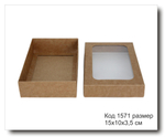 Коробочка с окном код 1571 размер 15х10х3,5 см крафт картон