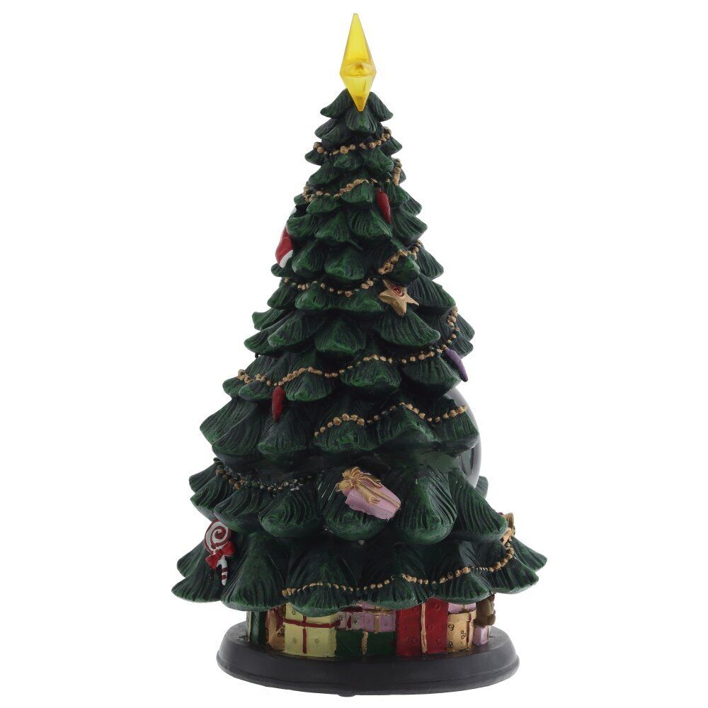 GAEM Фигур декор в стекл шаре "Елка и Снеговик" (подсв,муз, вьюга, AAх3 н/п), D 10 см, L19,5 W19,5 H35 см