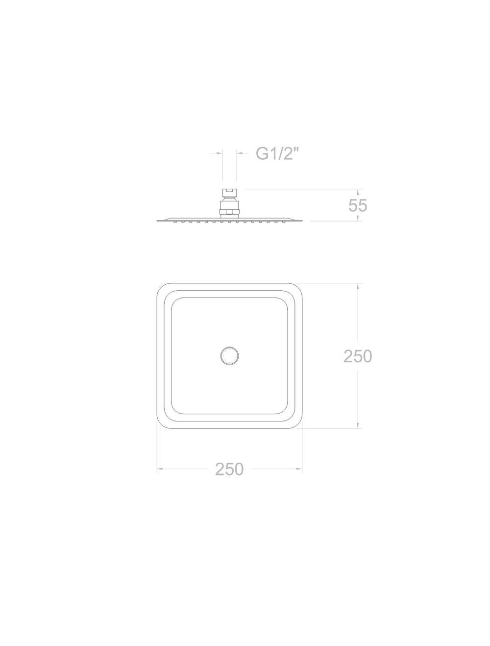 Лейка тропического душа квадратная нерж.сталь RK250NM чёрный