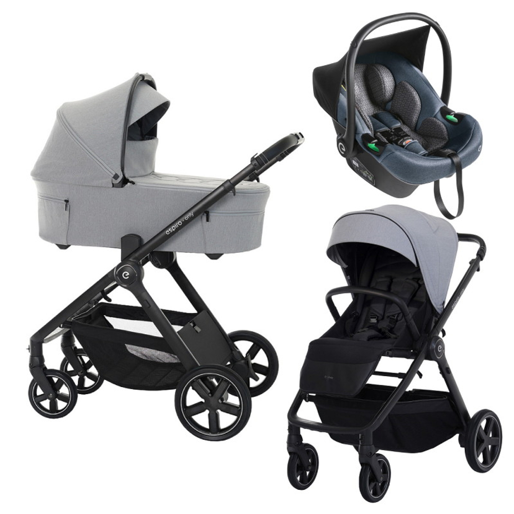 Детская коляска 3 в 1 Espiro Only 2025 и автокресло Pi Gray blue 407 monument gray / Серый/синий (Gray blue 103)