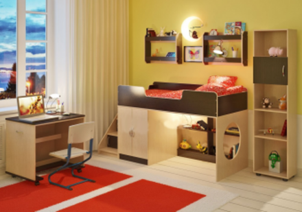 Детская стенка КарИВи Л-№5  Дуб Молочный Венге