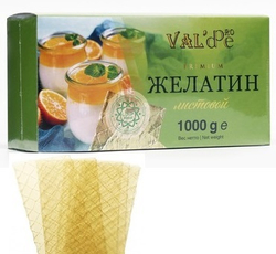 Желатин Говяжий листовой Халяль Val'de 180+bloom, 5 листов