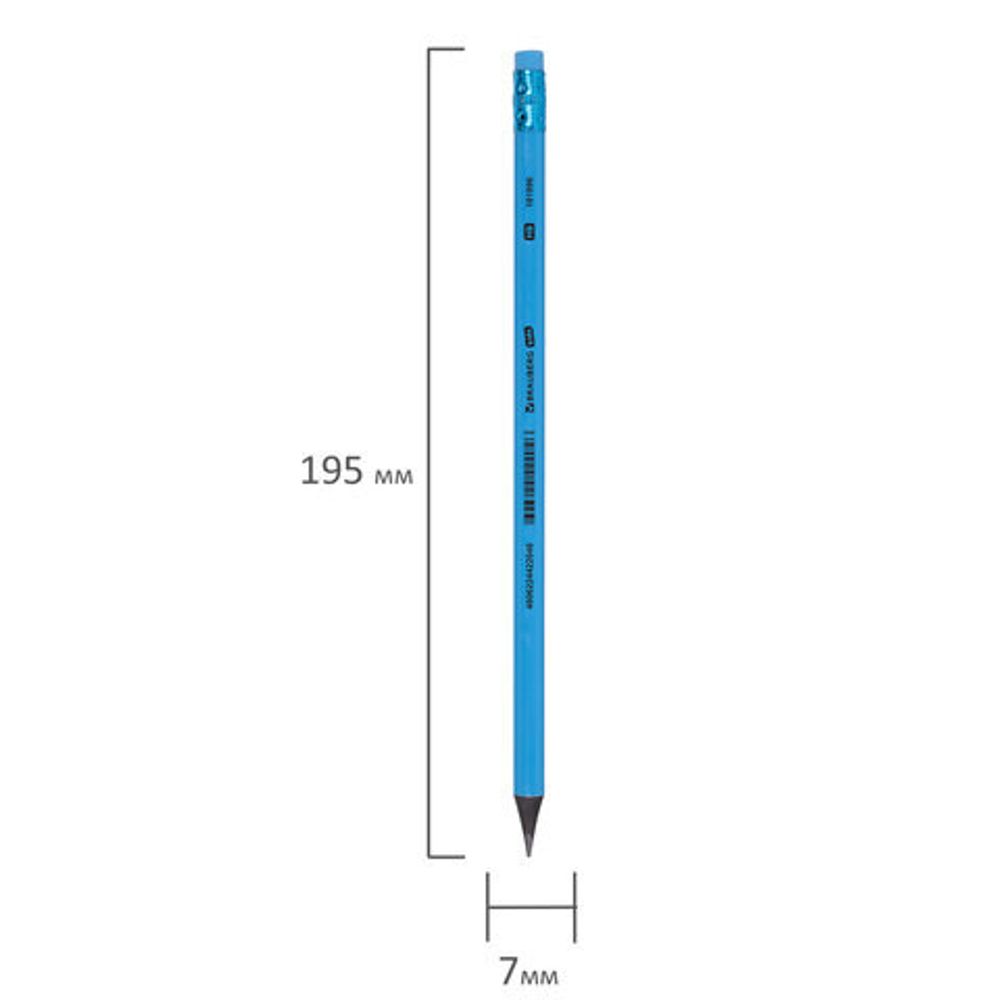 Карандаш чернографитный BRAUBERG KIDS, 1 шт., HB, трехгранный, с ластиком, 181996