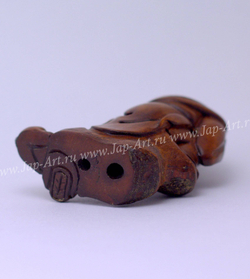 Нэцкэ Монах на камне и щенок