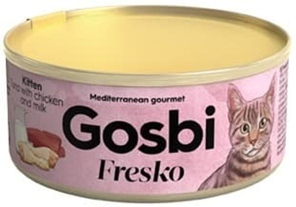 Gosbi 70г FRESKO Дополнительный корм для котят. Тунец, курица и молоко