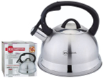 Чайник 2,5л нерж со свистком, черная ручка 7635-25RS\WK