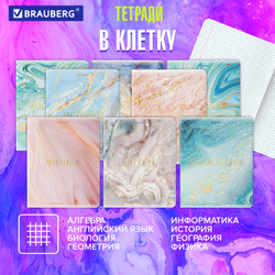Тетради предметные со справочным материалом, КОМПЛЕКТ 10 ПРЕДМЕТОВ, "PASTEL", 48 л., SoftTouch, фольга, BRAUBERG, 404031