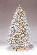 Заснеженная елка с гирляндой «Эльга» (Литая хвоя) от 1,5 м до 3 м