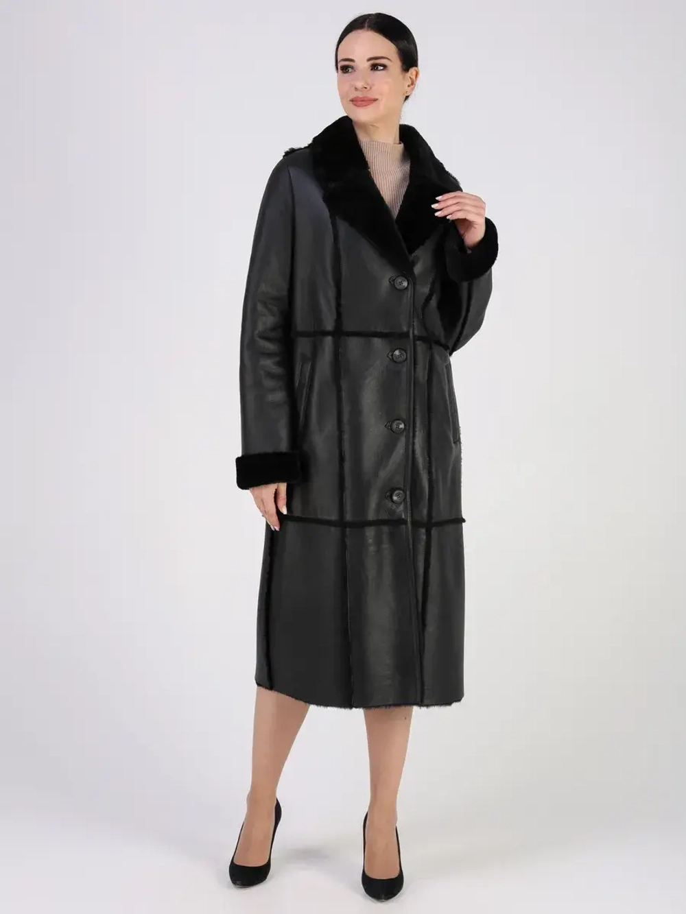 Дубленка зимняя натуральная длинная