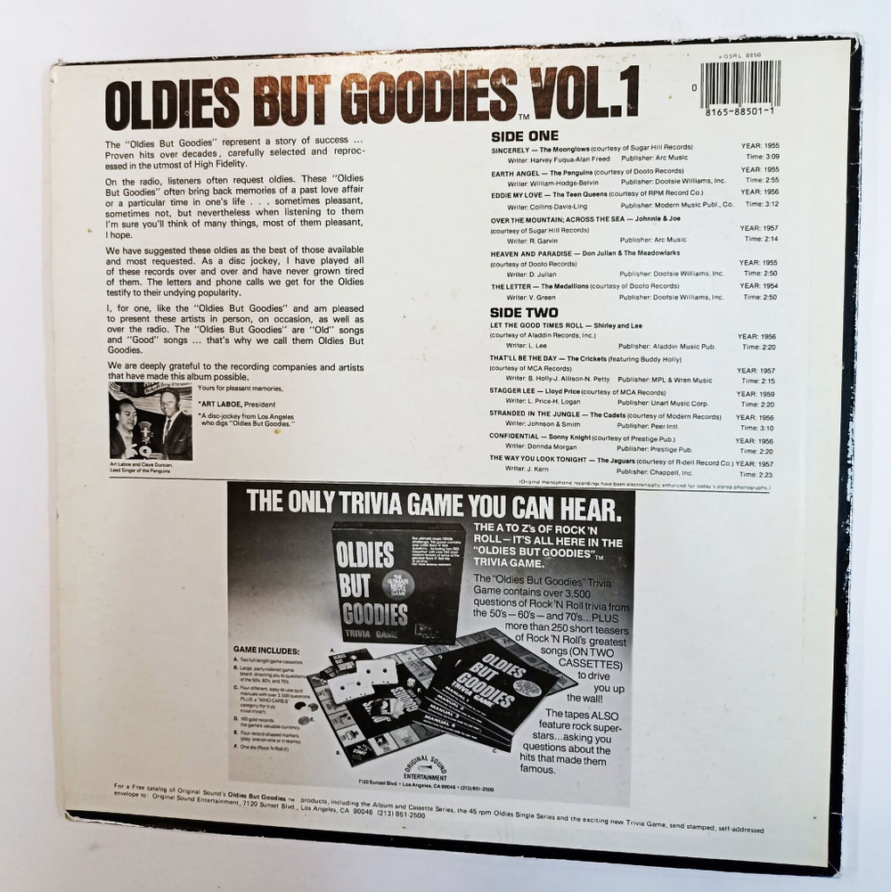 Винтажная виниловая пластинка LP Сборник Oldies But Goodies Vol. 1 (USA 1969)
