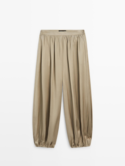 Massimo Dutti Атласные брюки-баллон, темно-синий