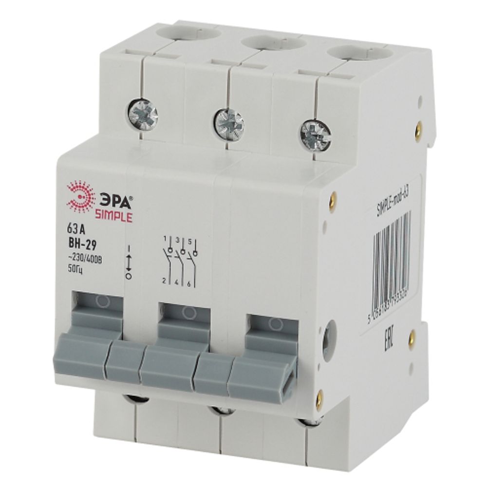 Выключатель нагрузки ЭРА SIMPLE SIMPLE-mod-66 3P 63А ВН-29 | Выключатели нагрузки