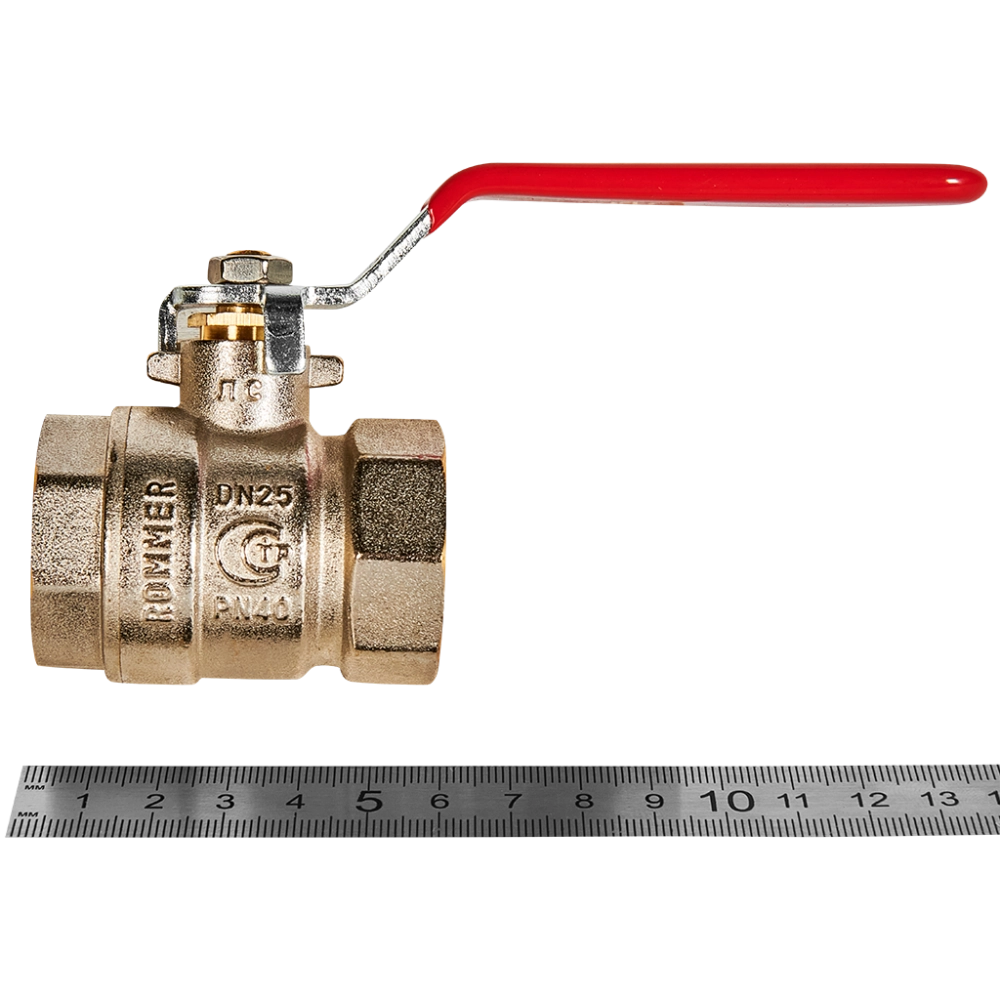 Кран шаровой полнопроходной ROMMER - 1" (ВР/ВР, PN40, ручка-рычаг)