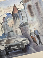 Картина авторская акварельная в паспарту 30х40 см на стену для интерьера "В переулках Таганки"