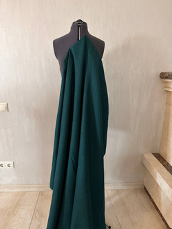 Костюмная однотонная шерсть с мохером с выраженной диагональю (Balenciaga, 70%шерсть/30%мохер, Еловый изумруд, 150, 382 гр/м2)