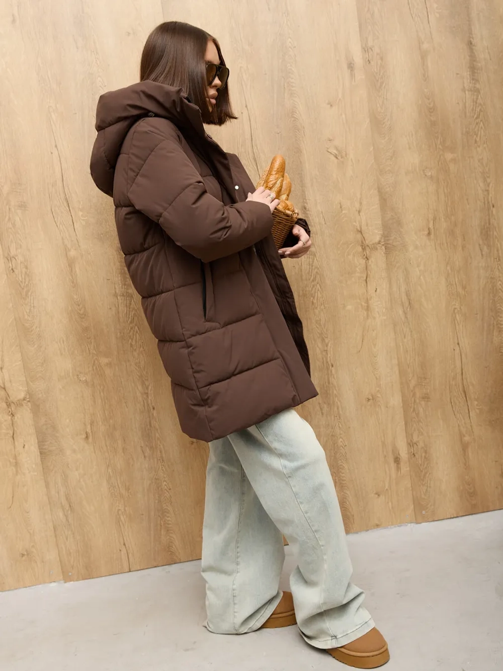 Куртка зимняя удлиненная с капюшоном