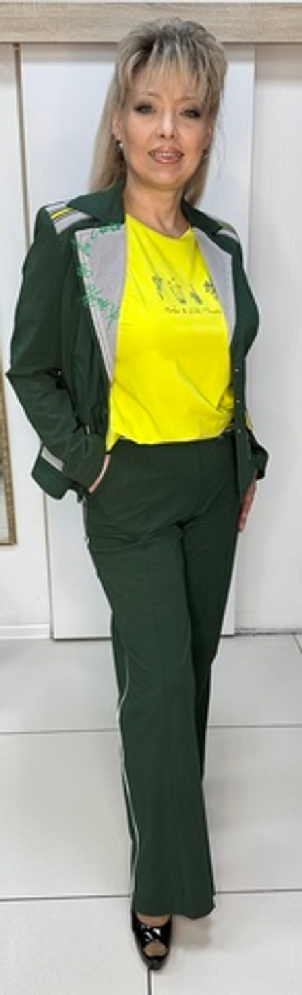 Австрийские брюки-палаццо с лампасами в изумрудном цвете