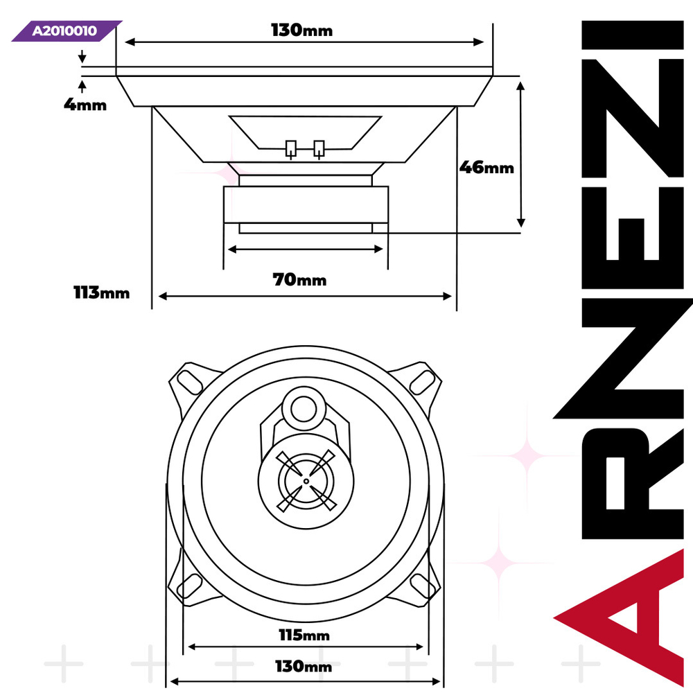 Колонки ARNEZI Crystal Sound С5, 13 см 3-х полосные, 2шт, , Max Вт ARNEZI A2010010
