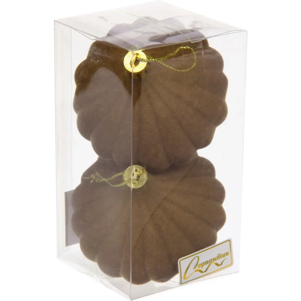 Набор ёлочных украшений VELOUR «Волшебная юла» 8 см (набор 2 шт), Кофейный