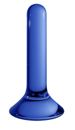 Синяя стеклянная анальная пробка Pin - 11,5 см. (Цвет: синий)